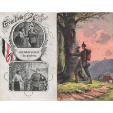 German Drawing Carving Love Hearts Military 2x Sent By Soldier WW1 Postcard s