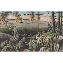Unsere Pionere German War Bombing Raids WW1 Sent By Soldier Postcard