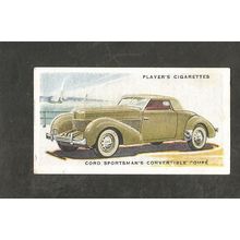 Cigarette Card Players Motor Cars #14 Cord Convertable