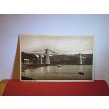 MENAI SUSPENSION BRIDGE, ANGELSEY, WALES used vintage postcard 1939 pm =
