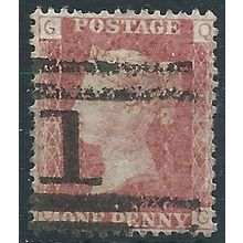 1858 SG43 1d Red Plate 136 Good/Fine Used Check Letters "QG"