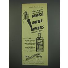 1949 Myers Rum Ad - When it comes to a cocktail - make mine myers
