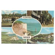 multiview, PICTURESQUE SUSSEX vintage used postcard 1968 postmark =