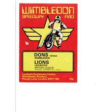 Wimbledon 1980 v Leicester speedway programme