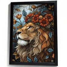 Majestic Floral Lion Print Animal Wall Art Print Home Decor Floral Lion Picture