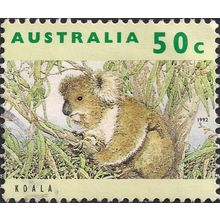 AUSTRALIA, MAMMALS, Koala, Phascolarctos cinereus, yellow 1992, 50c