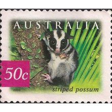 AUSTRALIA, MAMMALS, Striped Possum, red-purple 2003, 50c