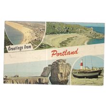 GREETINGS FROM PORTLAND, Dorset . vintage used postcard 1966 postmark