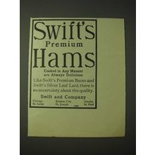 1900 Swift's Premium Hams Ad - Cooked in any manner are Delicious