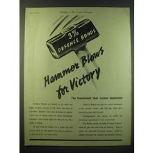 1940 Defence Bonds Ad - 3% Defence Bonds Hammer Blows for Victory