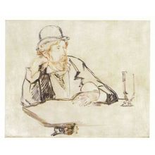 Edouard Manet George Moore At The Cafe Irish Victorian Author Painting Postcard