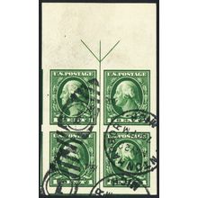 408, Used 1¢ Superb Top Arrow Block of Four * Stuart Katz