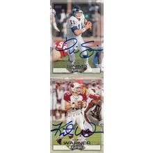 PHIL SIMMS & KURT WARNER AUTO 2016 GIANTS & CARDINALS HOF SB CHAMPION MVP QB'S