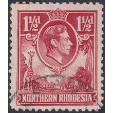 Northern Rhodesia 1938 1½d Carmine-red with Tick-bird Flaw
