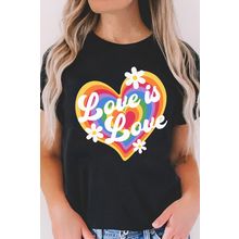 Black Love is Love Rainbow Heart Graphic Crewneck Tee