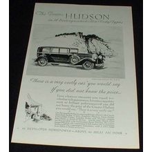 1929 Hudson Car Ad, Very Costly Car, NICE!!!