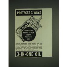 1933 3-in-One Oil Ad - Protects 3 Ways