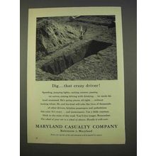 1955 Maryland Casualty Company Ad - Dig Crazy Driver