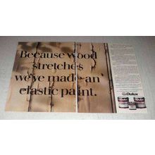 1986 ICI Dulux Paint Ad - Wood Stretches Elastic Paint