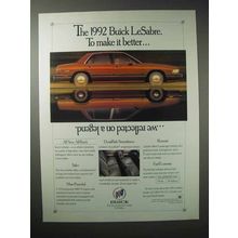 1992 Buick LeSabre Car Ad - Reflected on a Legend