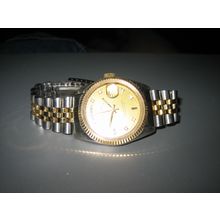 Men's Designer Style Day & Date Metal Wristwatch