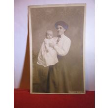 UNKNOWN MUM AND BABY antique photograph postcard by Russell of Elland, Yorks. #