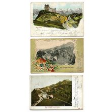 3 postcards lot Switzerland Rigi Kulm Staffel hotels mountains undivided 1903
