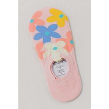 Pink Cute Floral Print No Show Socks