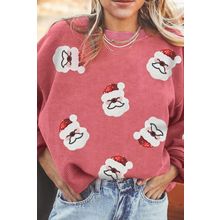 Strawberry Pink Sequin Santa Clause Christmas Corded Sweatshirt