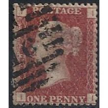 1858 SG43 1d Red Plate 197 Good/Fine Used Check Letters "II"