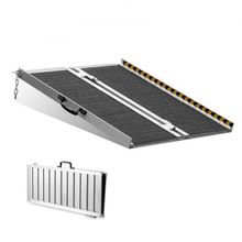 Portable Wheelchair Ramp, 2 ft 800 lbs Capacity, Non-Slip Aluminum Folding T...