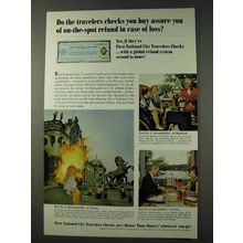 1965 First National City Bank Travelers Checks Ad - in Case of Loss