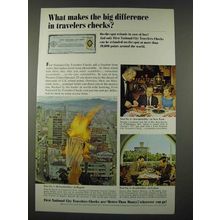 1965 First National City Travelers Checks Ad - Makes the Big Difference