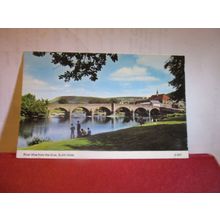 RIVER WYE BRIDGE, BUILTH WELLS, BRECKNOCKSHIRE, WALES used postcard dated 1984 =