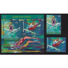 UN Vienna Swimming Gymnastics Sport 2v+MS 1996 MNH SG#V214-MSV216
