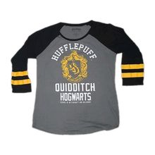 Harry Potter Hufflepuff Baseball Tee 3/4 Sleeves SLIM Size L LARGE Hogwarts Gift