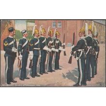 Relieving Guard, 6th Dragoon Guards, c.1905-10 - Tuck's Oilette Postcard