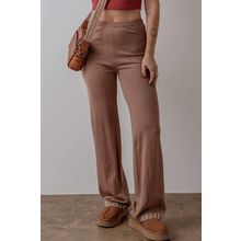 Straw Yellow High Waist Straight Leg Knitted Pants