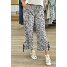 Gray Leopard High Waist Side Bow Straight Leg