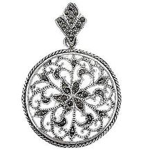 Sterling Silver Genuine 36 Marcasite Filigree Sun Disc Pendant