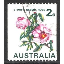 AUSTRALIA 1971: WILDFLOWERS COIL STAMP - 2c STURT'S DESERT ROSE USED (G5)