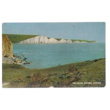 THE SEVEN SISTERS, SUSSEX used vintage postcard 1964 postmark #