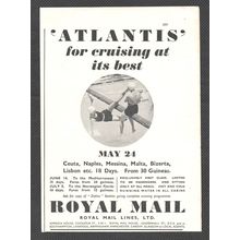 ROYAL MAIL LINES LTD. cruising ship :- Original Vintage 1935 Magazine Advert