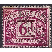 GB 1968 - 69 QE2 6d Purple Postage Due used No Wmk SG D73 (1125 )