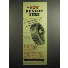 1948 Dunlop Tires Ad - The new Dunlop Tyre steps up Tyre performance
