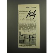 1953 Italian State Tourist Office Ad - Most rewarding of Summers