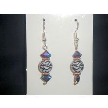 Exceptional Aurora Borealis triangle with handmade white crystal glass earrings