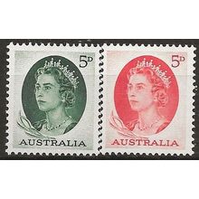 Australia 1963 SG354 5d Deep Green & SG354c 5d Red Unmounted Mint .