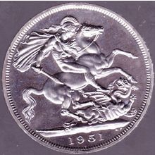1951 Great Britain 1 Crown (5 Shillings) Coin Festival of Britain Purple Case