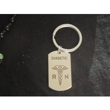 Solid medical alert Diabetic keyring car handbag purse phone charm